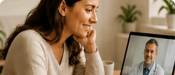 Member on a video consult with a Vita Bella provider