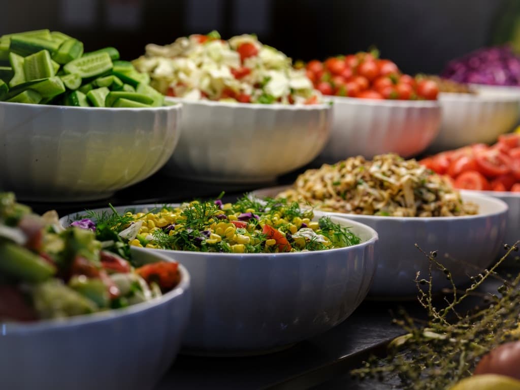 Bowls of food with ingredients